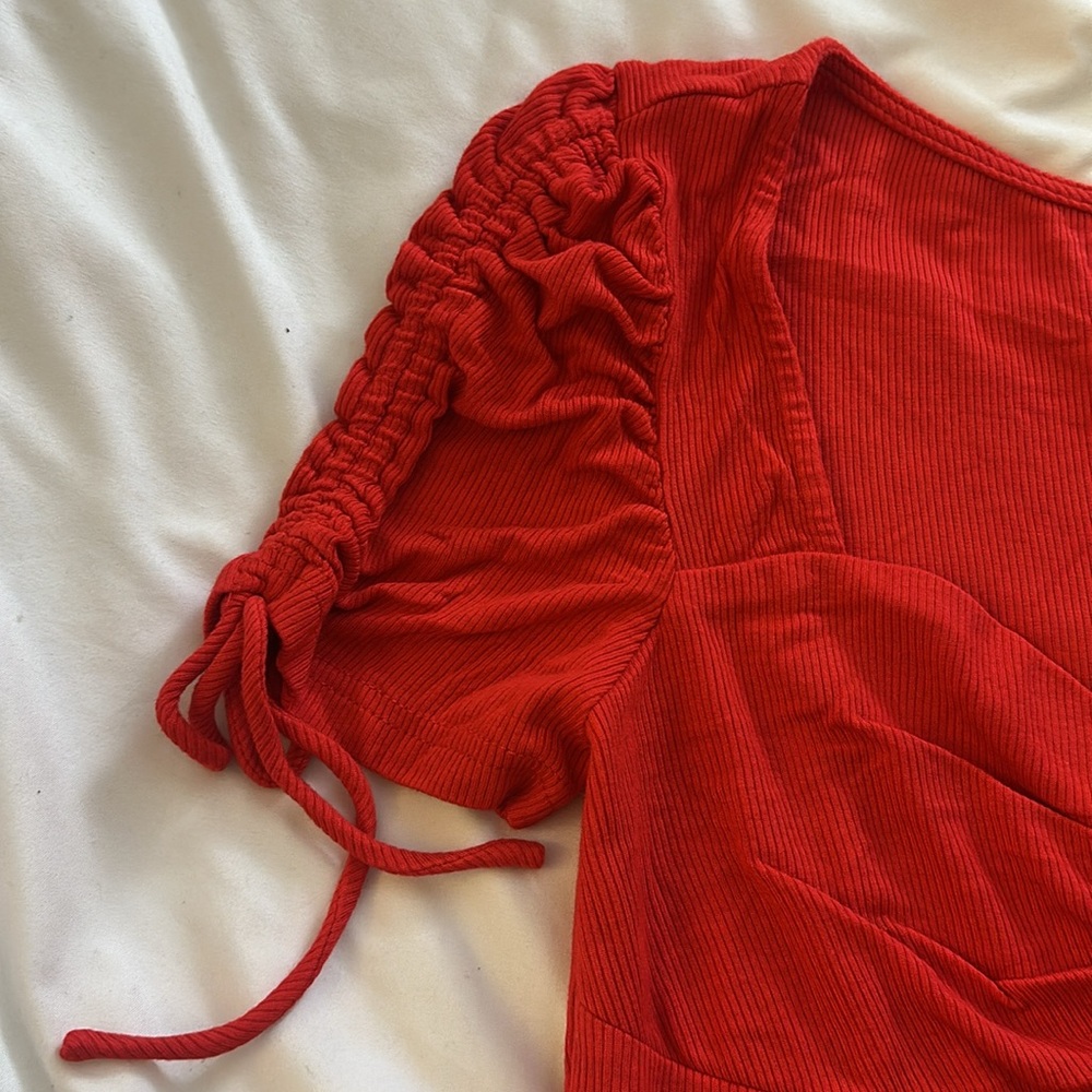 Red Ruched Crop Top by Superdown - Picture 4 of 5